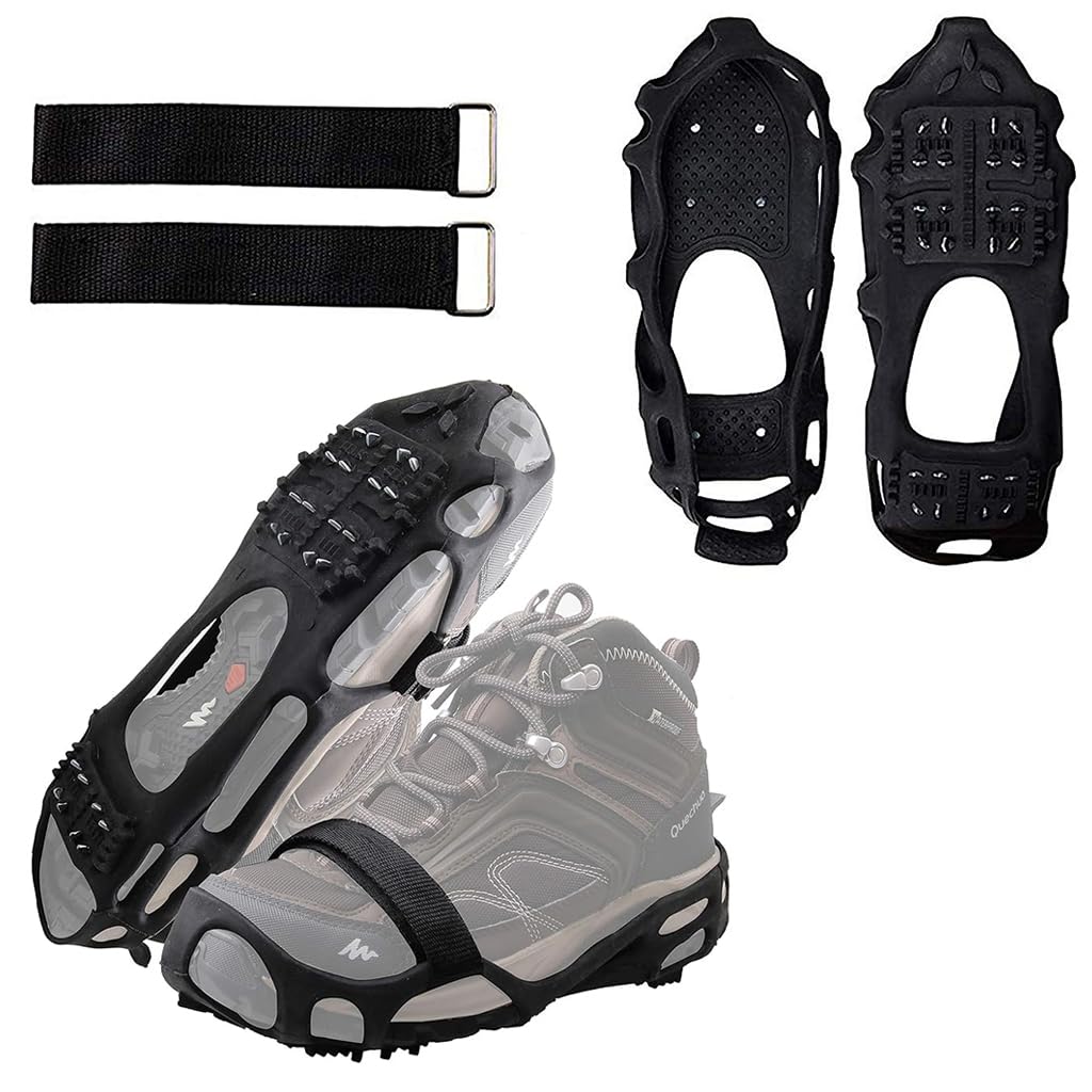 Proberos 1 Pair Ice Cleats for Shoes 24 Manganese Steel Spikes Design Ultra Strong Traction Anti-skid Ice Cleats with Fasten Straps Ice Cleats for Outdoor Ice Cleats for Walking, Trekking, Hiking, L Proberos 1 Pair Ice Cleats for Shoes 24 Manganese Steel Spikes Design Ultra Strong Traction Anti-skid Ice Cleats with Fasten Straps Ice Cleats for Outdoor Ice Cleats for Walking, Trekking, Hiking, L